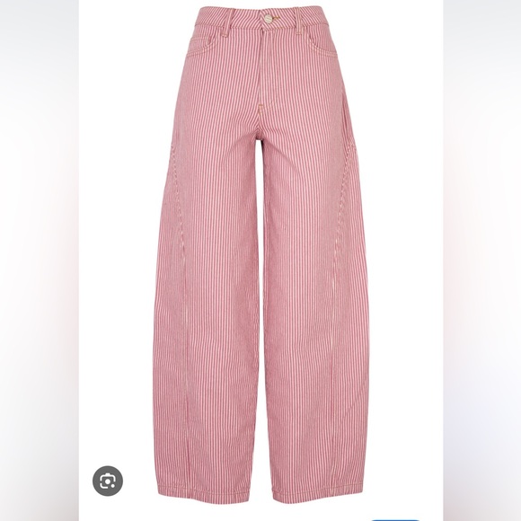 Damson Madder Pants - Dion striped barrel-leg jeans- Damson Madder UK12 SOLD OUT